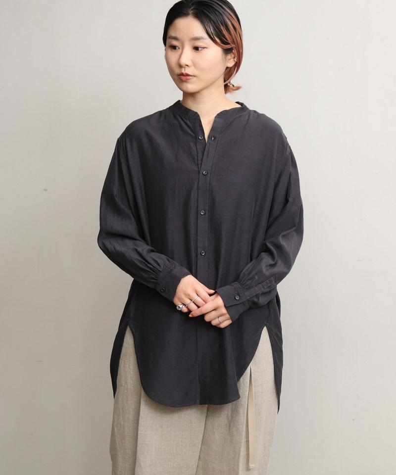 Cu/C/Liローン製品染めバンドカラーシャツ（nitca）