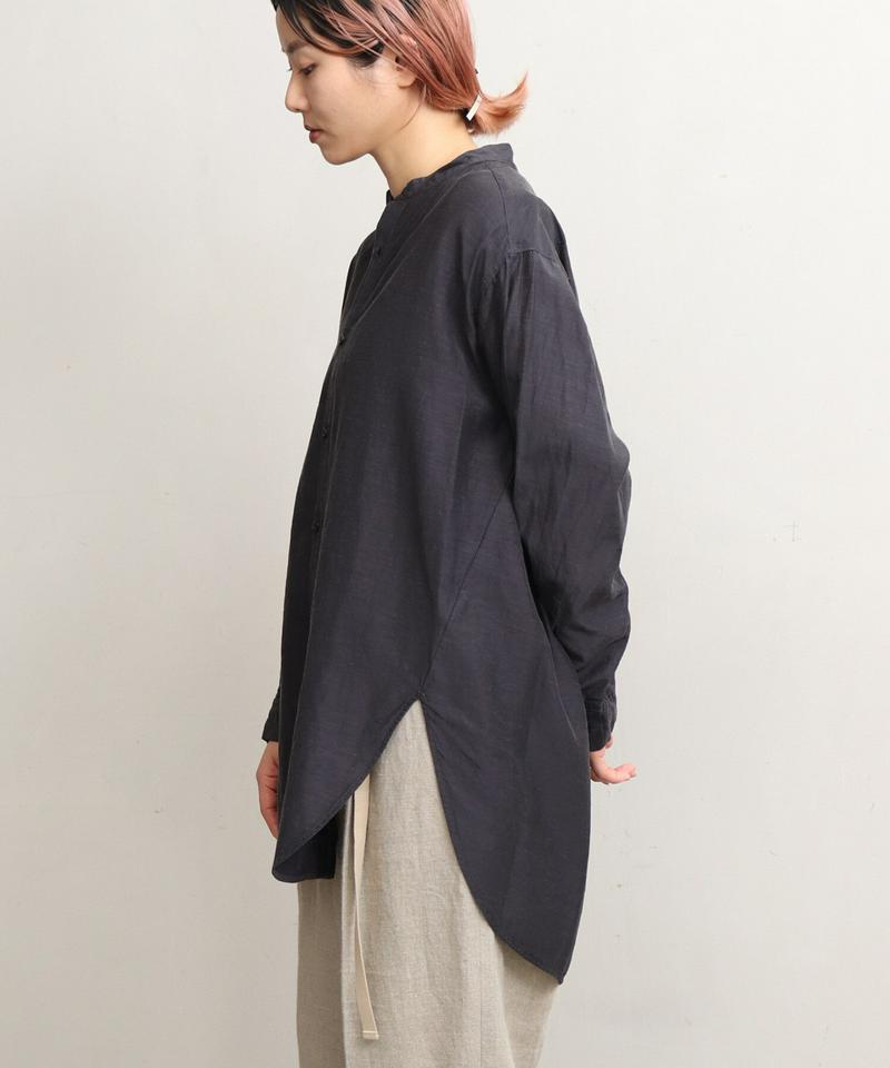 Cu/C/Liローン製品染めバンドカラーシャツ（nitca）