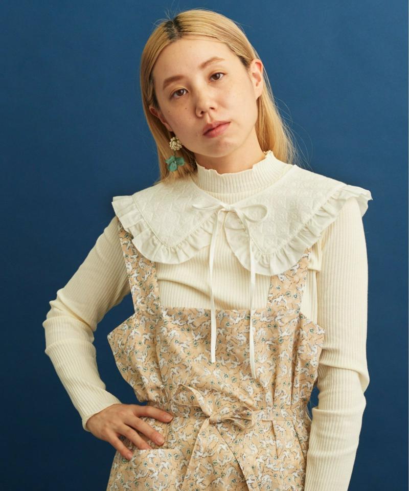 〇eiπe　刺繍生地×アップリケ刺繍　付け衿ギャザーブラウス（eiπe）