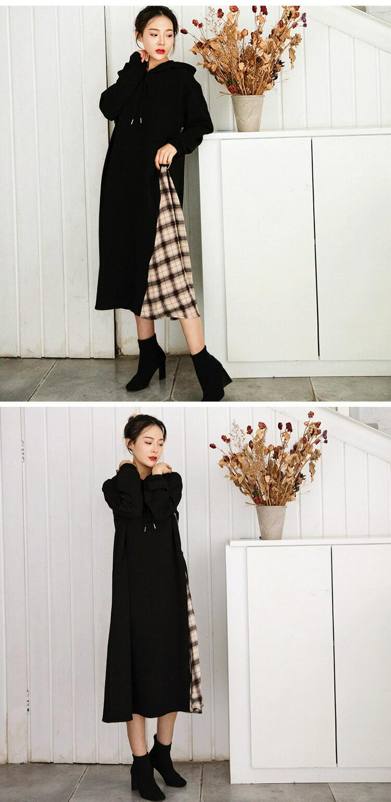パーカーワンピース ロングワンピース マキシ丈 ロング丈　秋 マキシワンピース　切り替え　フード付き 厚手 プルオーバー レディース 長袖 カットソーワンピ　防寒　ポケット付き　秋　冬 大きサイズ 体型カバー カジュアル ゆったり　トレンド　お呼ばれ