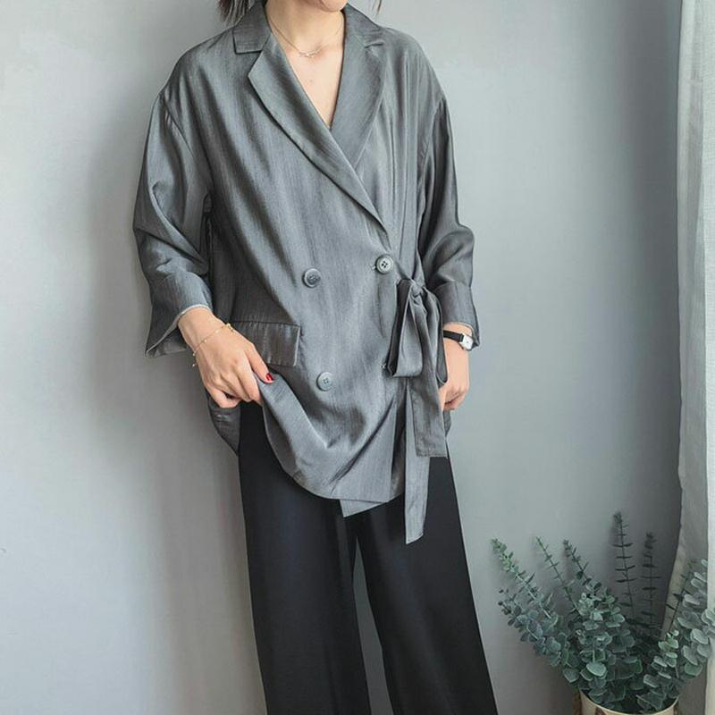テーラードジャケット ライトアウター ジャケット 春アウター レディース 羽織り ロング丈 ダブルボタンM L 大きいサイズ 送料無料 春 秋