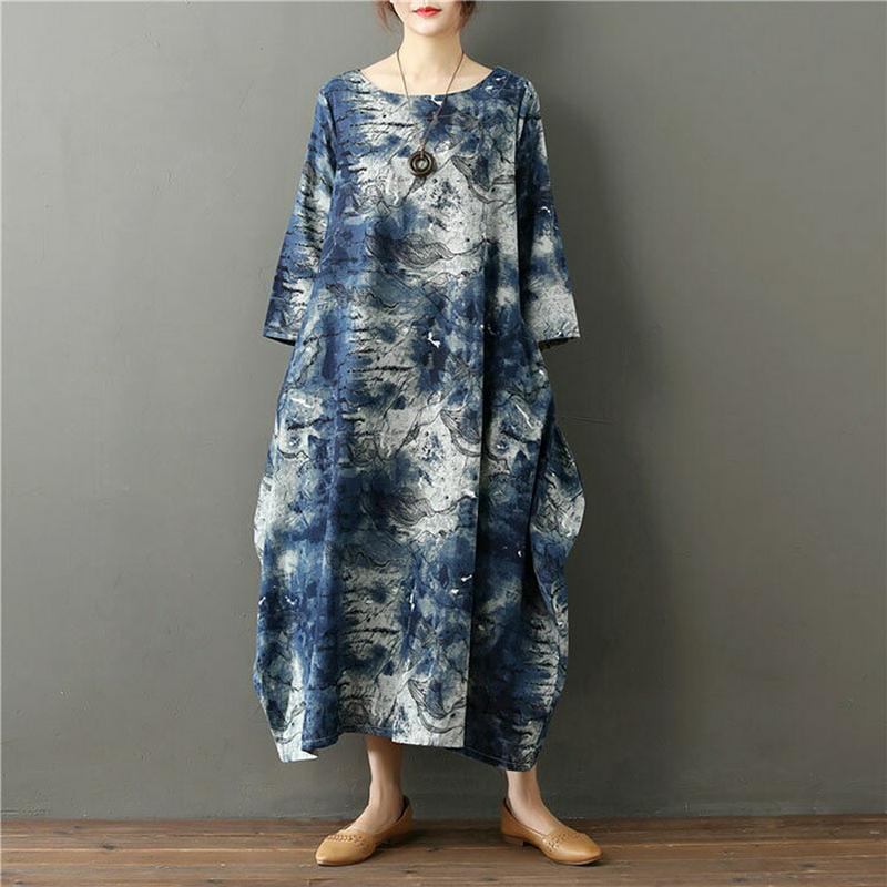 【新春】ワンピース ロングワンピース マキシワンピース レディース マキシワンピ ロングワンピ マキシ ロング タイダイ柄 絞り染め 大きいサイズ 体型カバー 7分袖 秋 冬