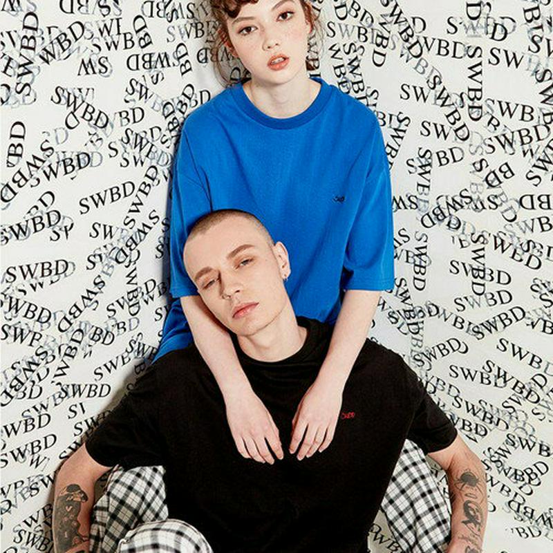 SWBD(ソーイングバウンダリーズ) バックストリングTシャツ 韓国 韓国ファッション 無地T 半袖 Tシャツ オーバーフィット カットソー ユニセックス トップス ルーズフィット カジュアル ファッション 【あす楽】※メール便不可 ★