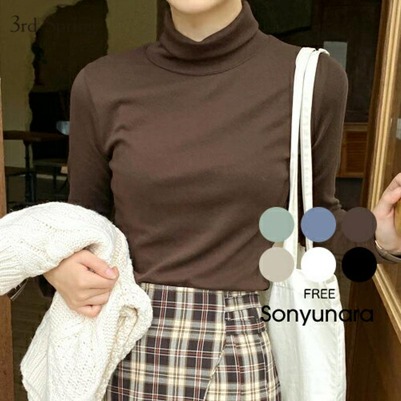 SONYUNARA(ソニョナラ)クララタートルネック (6colors!)【10/26up_ka】韓国 韓国ファッション タートルネック Tシャツ 無地 インナー デイリー 着回し レディース ファッション【5】