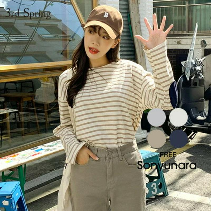 SONYUNARA(ソニョナラ)ベーシックボーダーTシャツ【10/12up_ka】韓国 韓国ファッション Tシャツ ボーダー ベーシック デイリー 着回し カジュアル レディース ファッション【5】