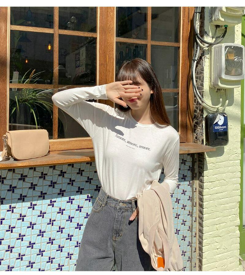 SONYUNARA(ソニョナラ)モア長袖Tシャツ【10/12up_ka】韓国 韓国ファッション 長袖Tシャツ レタリング シンプル デイリー 着回し カジュアル レディース ファッション 【5】