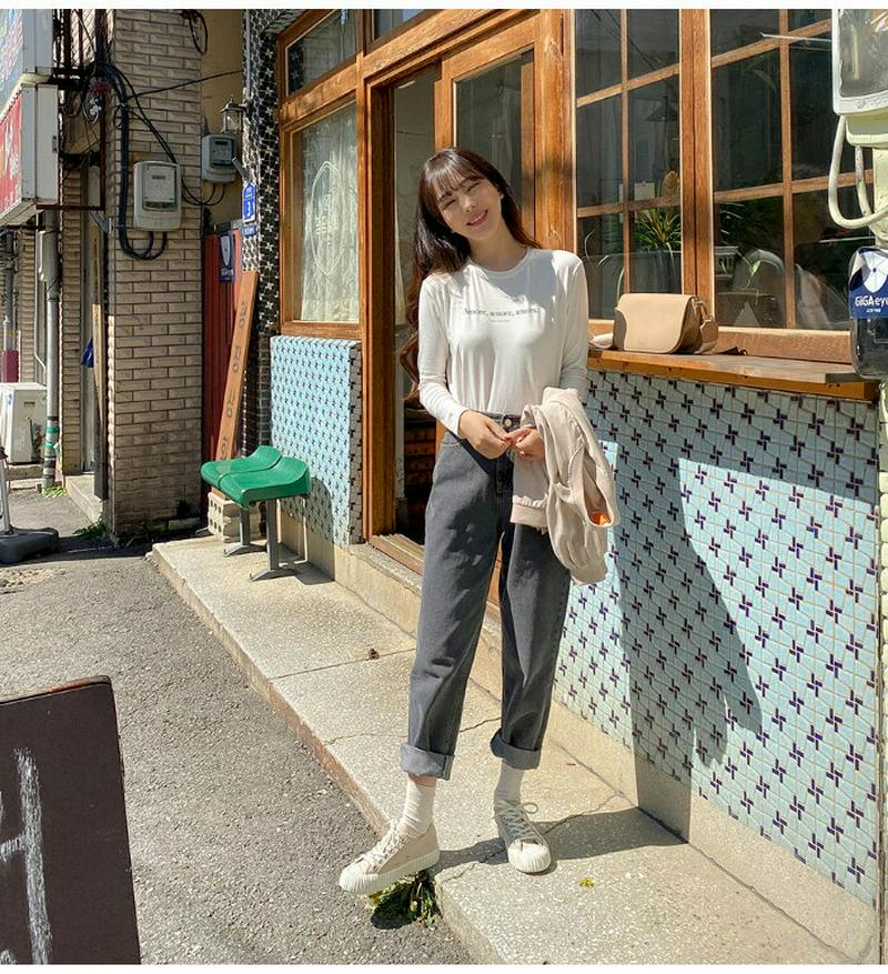 SONYUNARA(ソニョナラ)モア長袖Tシャツ【10/12up_ka】韓国 韓国ファッション 長袖Tシャツ レタリング シンプル デイリー 着回し カジュアル レディース ファッション 【5】