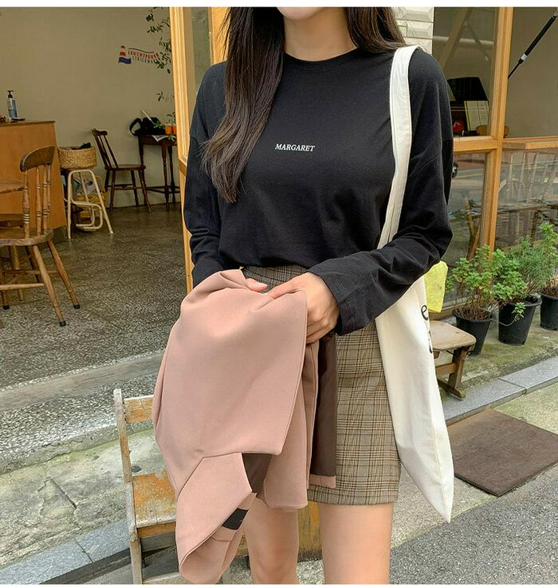 SONYUNARA(ソニョナラ)マーガレット長袖Tシャツ【10/5up_ka】韓国 韓国ファッション Tシャツ 長袖 無地 シンプル レタリング デイリー 着回し レディース ファッション【5】