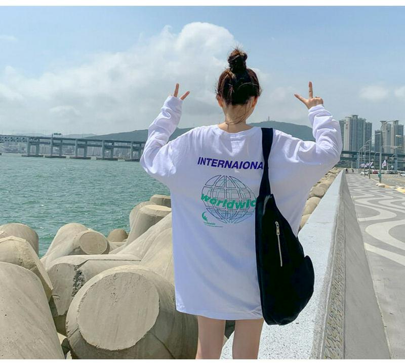 SONYUNARA(ソニョナラ)ワールドワイド長袖Tシャツ韓国 韓国ファッション 長袖Tシャツ ロンT ロゴ バックプリント オーバーサイズ カジュアル レディース ファッション【9/14up_ka】