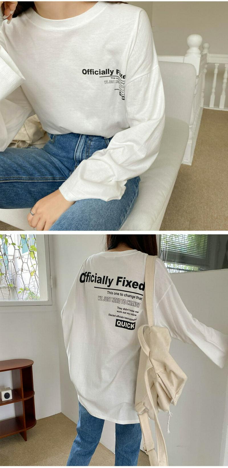 SONYUNARA(ソニョナラ)フィックススリット長袖Tシャツ韓国 韓国ファッション 長袖　Tシャツ オーバーサイズ ロゴT 体型カバー ロング丈 レディース ファッション【9/4up_ka】【あす楽】