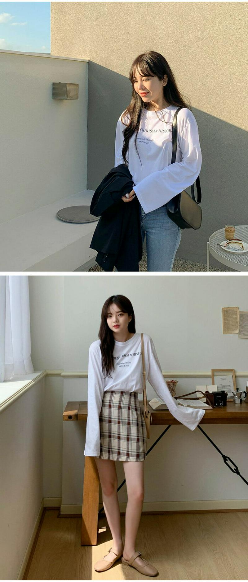 SONYUNARA(ソニョナラ)フレンチラウンド長袖Tシャツ韓国 韓国ファッション 長袖Tシャツ レタリング シンプル デイリーレディース ファッション【9/4up_ka】【5】