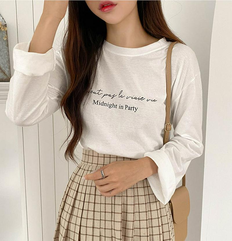 SONYUNARA(ソニョナラ)メモリー長袖Tシャツ韓国 韓国ファッション Tシャツ 長袖 レタリング シンプル ロゴ レディース ファッション 【9/15up_wo】【5】
