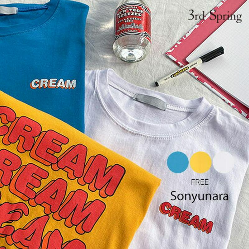 【初売】SONYUNARA(ソニョナラ)クリームクリーム半袖Tシャツ韓国 韓国ファッション 半袖 Tシャツ カジュアル ロゴT バックロゴ レディース ファッション【8/17up_wo】【あす楽】