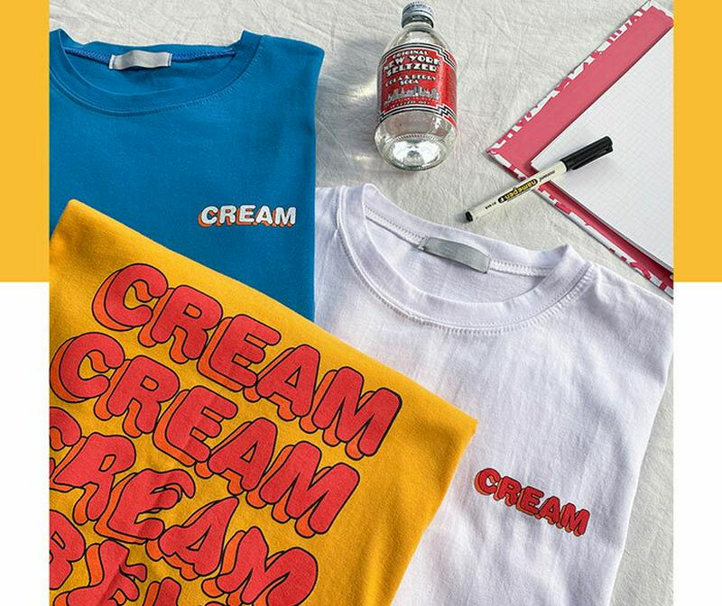 【初売】SONYUNARA(ソニョナラ)クリームクリーム半袖Tシャツ韓国 韓国ファッション 半袖 Tシャツ カジュアル ロゴT バックロゴ レディース ファッション【8/17up_wo】【あす楽】