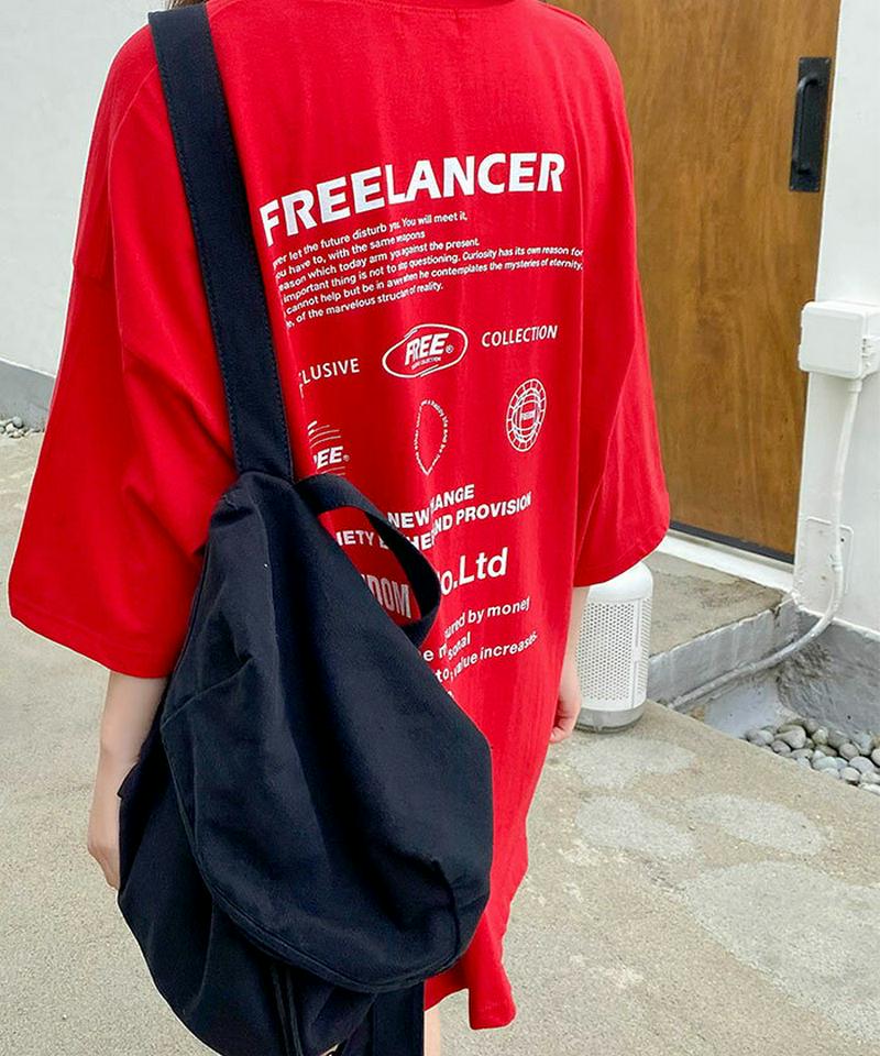 SONYUNARA(ソニョナラ)フリーランサー半袖Tシャツ韓国 韓国ファッション カジュアル Tシャツ 半袖 ロゴ オーバーサイズ 大きいサイズ レディース 夏【7/29up_wo】【即納】