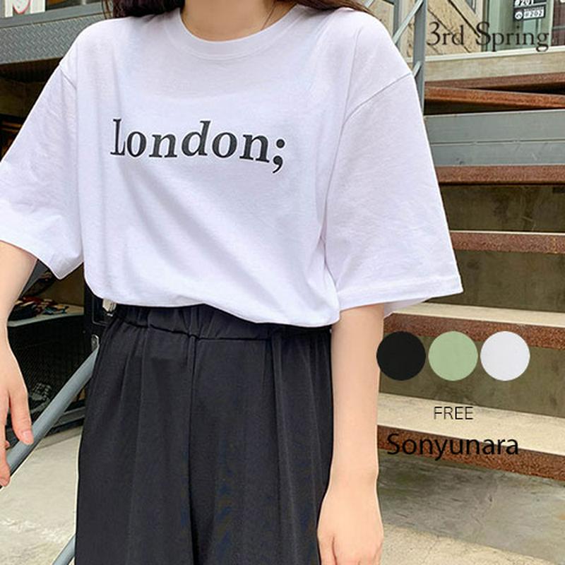 SONYUNARA(ソニョナラ)ロンドンレタリングTシャツ【7/1up_wo】 韓国 韓国ファッション おしゃれ カジュアル デイリー Tシャツ 半袖 レディース 【あす楽】