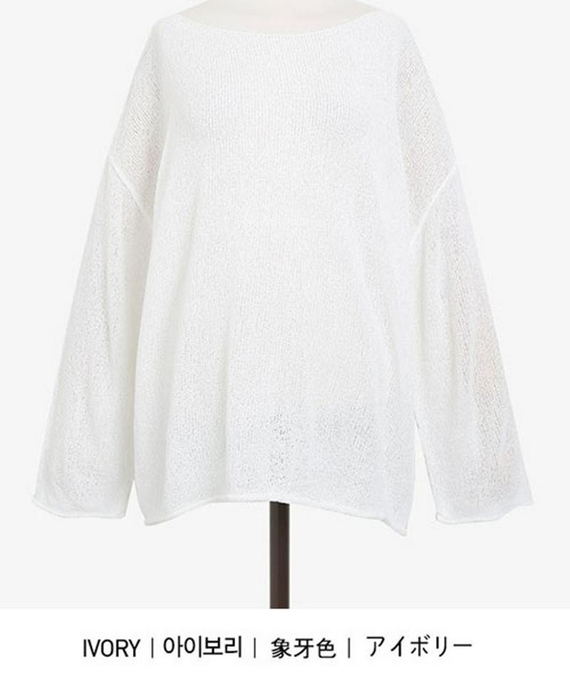 SONYUNARA(ソニョナラ)ラウンドネックシースルーニットTシャツ 韓国 韓国ファッション おしゃれ カジュアル ラブリー フェミニン コーデ デイリーコーデ 春 夏 秋冬 春トップスレディース ファッション【あす楽】【メール便】