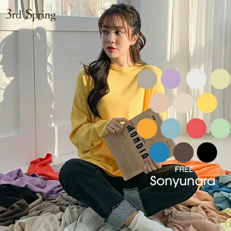 SONYUNARA(ソニョナラ)ロイドニットTシャツ (14colors!)韓国 韓国ファッション Tシャツ ニット ニットTシャツ 無地 シンプル 着回し デイリーカジュアル レディース ファッション【あす楽】★