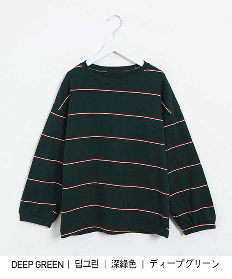 SONYUNARA(ソニョナラ)ボーダーバルーンTシャツ【9/9再販】【メール便】韓国 韓国ファッション　秋　冬　春　　Tシャツ　ボーダー　バルーン袖　ベーシック　オーバーサイズ　ガーリッシュ　デート　　カジュアルレディース ファッション【即納】