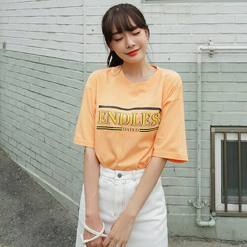 SONYUNARA(ソニョナラ)ENDLESS半袖Tシャツ 【メール便】韓国 韓国ファッション ロゴT オーバーサイズ Tシャツ ロゴ プリント トップス 夏 カジュアル 半袖Tシャツ オーバーフィットTシャツ 韓国Tシャツ レディース ファッション【即納】 ★