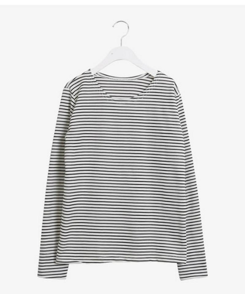 SONYUNARA(ソニョナラ)ポイントカフスストライプT【2/1up_wo】【メール便】韓国 韓国ファッション　ロンT ボーダー Tシャツ 長袖 カットソー ストライプ トップス カジュアル 春 大人カジュアル レディース ファッション【即納】