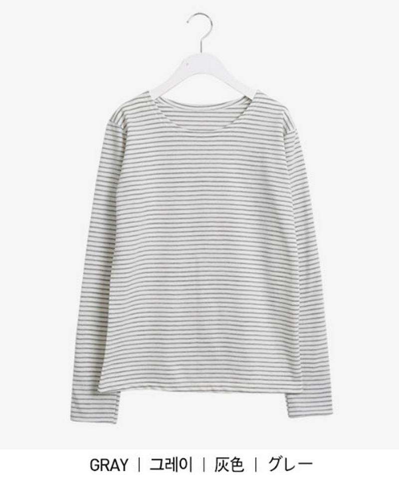 SONYUNARA(ソニョナラ)ポイントカフスストライプT【2/1up_wo】【メール便】韓国 韓国ファッション　ロンT ボーダー Tシャツ 長袖 カットソー ストライプ トップス カジュアル 春 大人カジュアル レディース ファッション【即納】