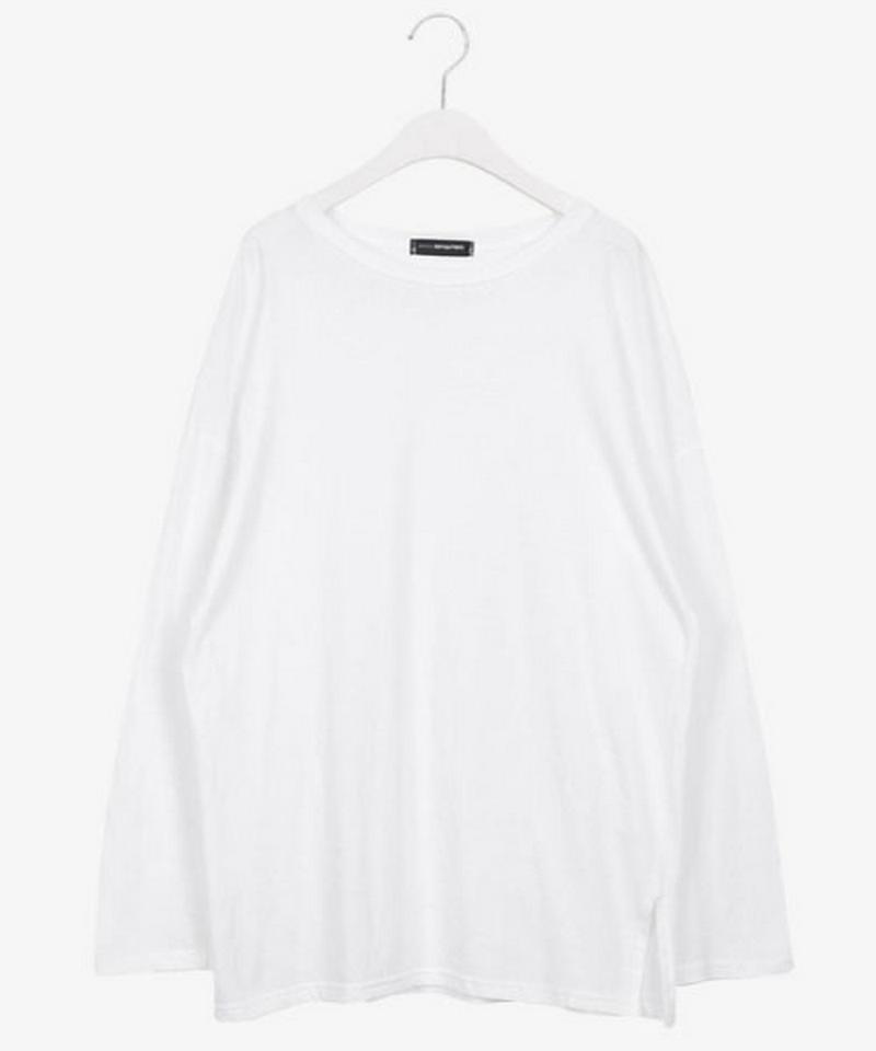 SONYUNARA(ソニョナラ)チラ見せ無地Tシャツ【メール便】 韓国 韓国ファッション 無地T ロング丈 Tシャツ 白 トップス 長袖 カットソー 半袖 ロンT ロングTシャツ 白T 重ね着 レディース ファッション 秋 【即納】