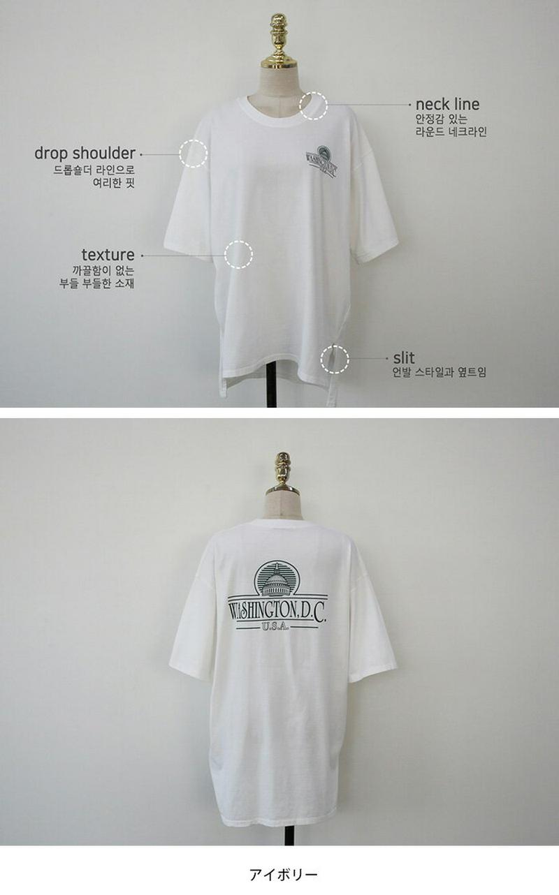 NANING9(ナンニング)WASHINGTON半袖Tシャツ【10/14up_go】【メール便】韓国 韓国ファッション　ロゴT　半袖　Tシャツ　冬　トップス　ロゴ　グラフィックTシャツ　レディース ファッション【5】