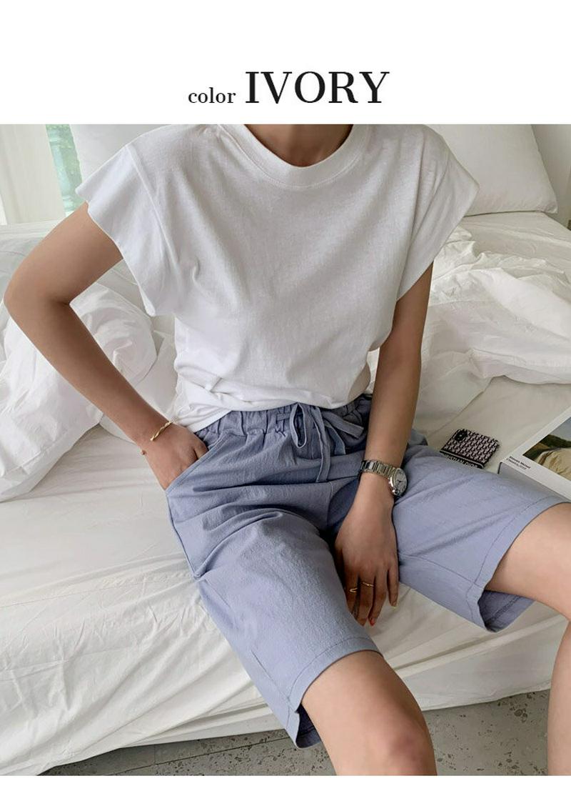 フレンチスリーブtシャツ 無地T クルーネック tシャツ フレンチスリーブ トップス 夏 カジュアル 二の腕カバー ナンニング レディース ノースリーブ シンプル 韓国 韓国ファッション NANING9国内1位 ベーシクt トレンド NANING9コラボ