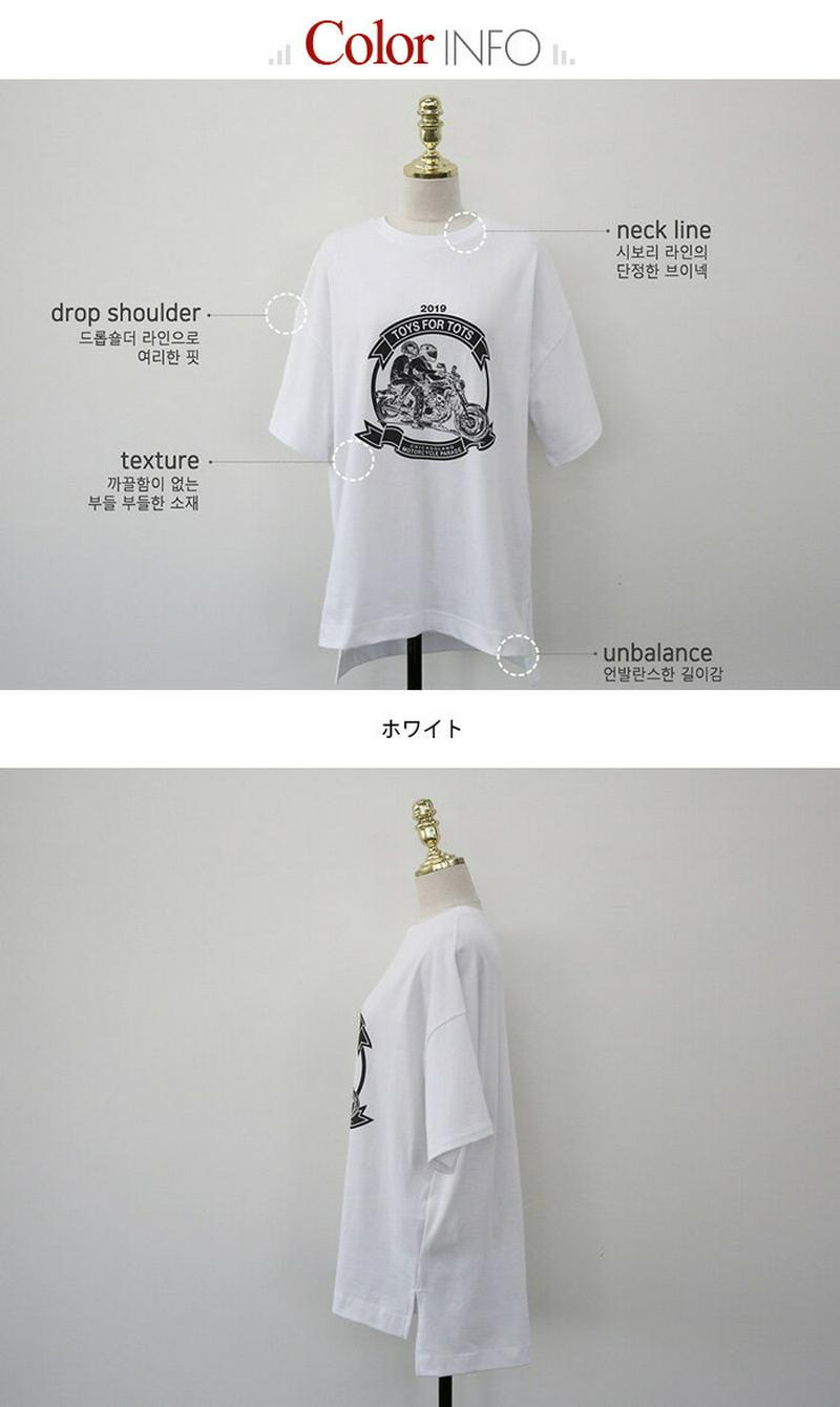 NANING9(ナンニング)MOTORCYCLE半袖Tシャツ 【メール便】韓国 韓国ファッション 半袖Tシャツ ロゴ Tシャツ 半袖 トップス 夏 ロゴT オトナカジュアル 韓国Tシャツ レディース ファッション【即納】
