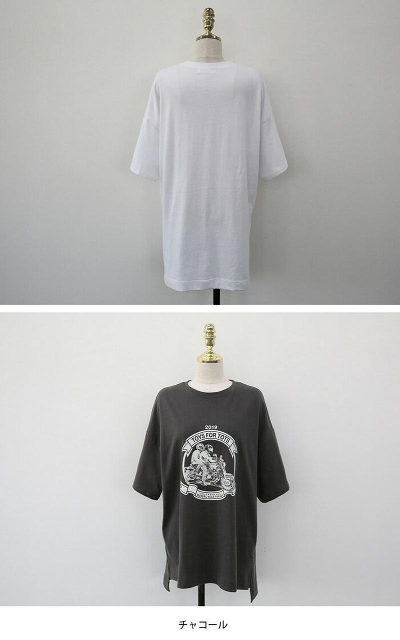 NANING9(ナンニング)MOTORCYCLE半袖Tシャツ 【メール便】韓国 韓国ファッション 半袖Tシャツ ロゴ Tシャツ 半袖 トップス 夏 ロゴT オトナカジュアル 韓国Tシャツ レディース ファッション【即納】