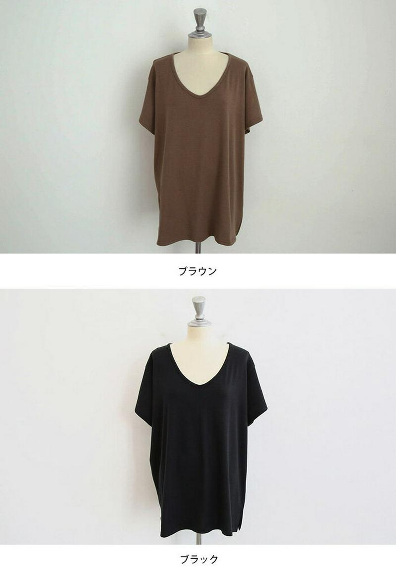 NANING9(ナンニング)VネックゆるTシャツ【3/13up_go】【メール便】韓国 韓国ファッション　Vネック Tシャツ 半袖 無地T 夏 トップス カジュアル 半袖Tシャツ 着回しTシャツ オーバーサイズTシャツ　レディース ファッション【即納】