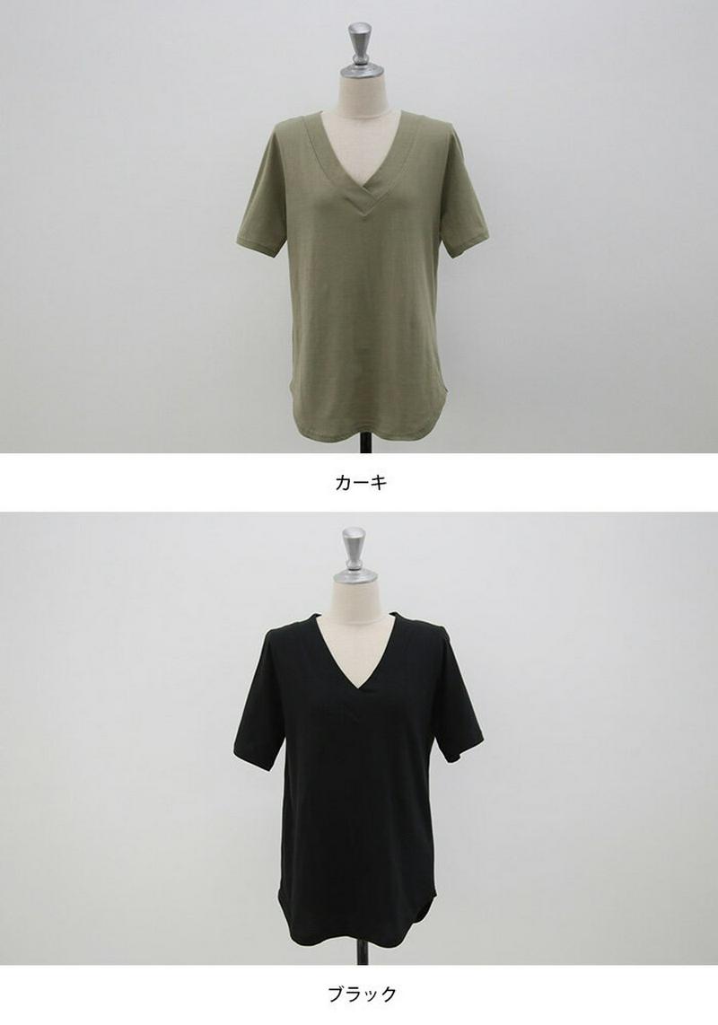 NANING9(ナンニング)Vネック半袖Tシャツ 【メール便】韓国 韓国ファッション 無地T Vネック Tシャツ 半袖 トップス 夏 カジュアル オトナカジュアル 着回しTシャツ アースカラー エクリュ ナンニング レディース ファッション