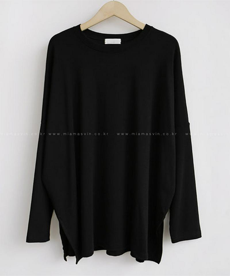 Miamasvin(ミアマスビン)スリット無地長袖tシャツ【10/16up_wo】【メール便】韓国 韓国ファッション　トップス tシャツ 長袖 ロンt カットソー 無地 スリット レディース ファッション【5】
