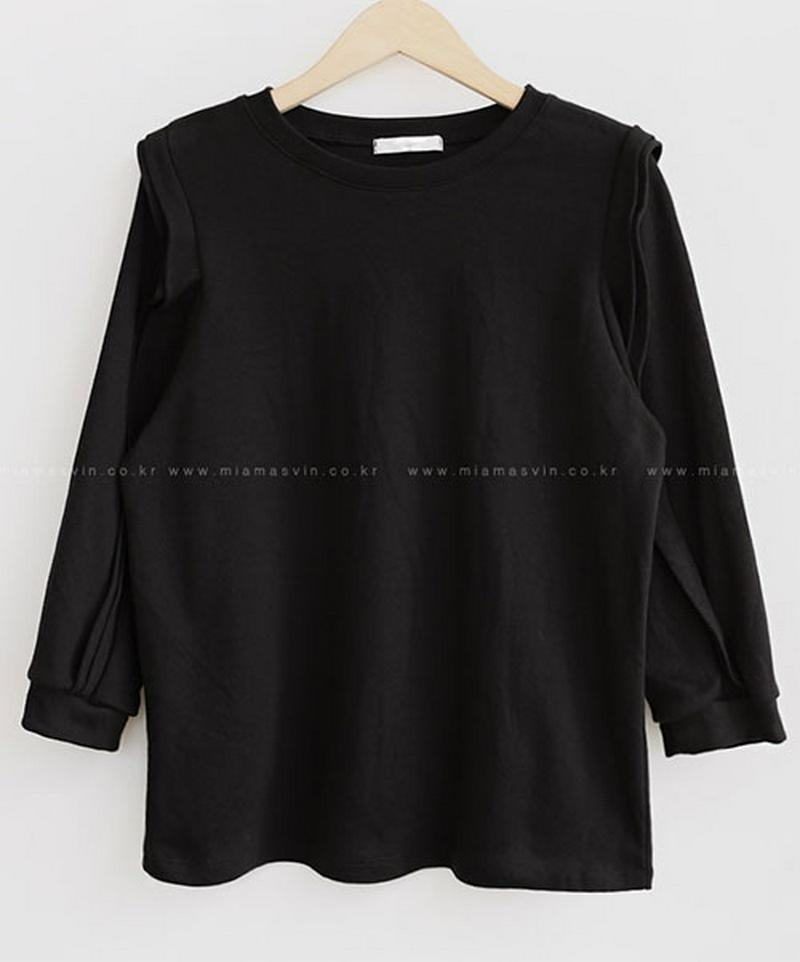 Miamasvin(ミアマスビン)パワーショルダー風トップス【9/24up_wo】韓国 韓国ファッション　トップス tシャツ カットソー スウェット フリル パワーショルダー レディース ファッション【5】※メール便不可