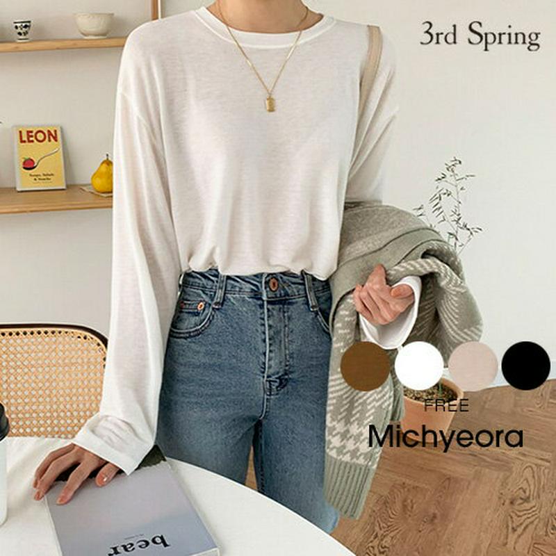 MICHYEORA(ミチョラ)ハイテンションTシャツ 韓国 韓国ファッション Tシャツ トップス 長袖 カットソー カラートップス【あす楽】 ※メール便不可 ★