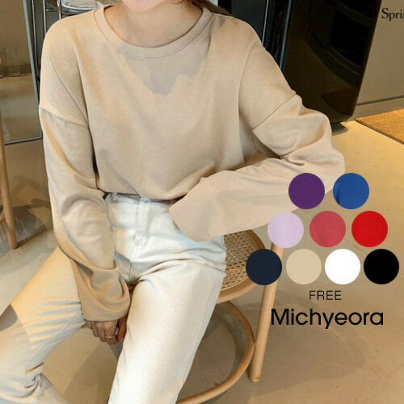 【期間限定超目玉】MICHYEORA(ミチョラ)コットンボックスTシャツ【メール便】韓国 韓国ファッション Tシャツ トップス ボックスT カットソー カラバリ ベーシック