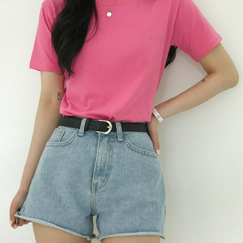 MICHYEORA(ミチョラ)ビタミン原色Tシャツ【5/31up_go】【メール便】韓国 韓国ファッション　Tシャツ　トップス　半袖　ベーシック　ちびT　レディース ファッション【即納】