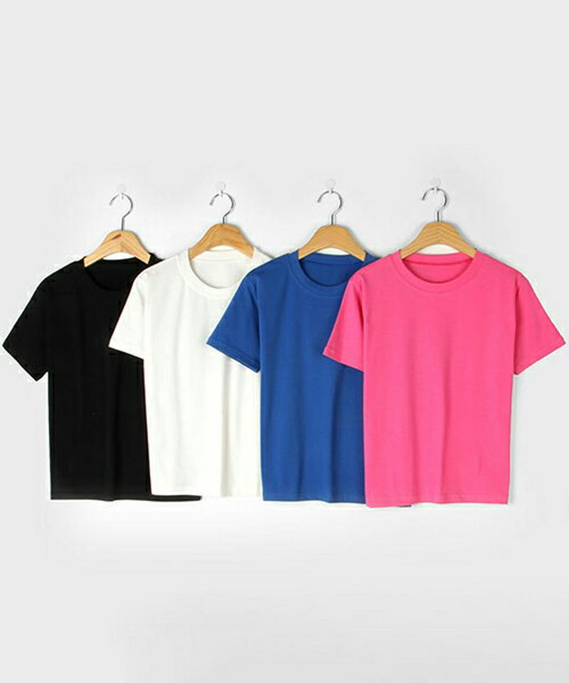 MICHYEORA(ミチョラ)ビタミン原色Tシャツ【5/31up_go】【メール便】韓国 韓国ファッション　Tシャツ　トップス　半袖　ベーシック　ちびT　レディース ファッション【即納】