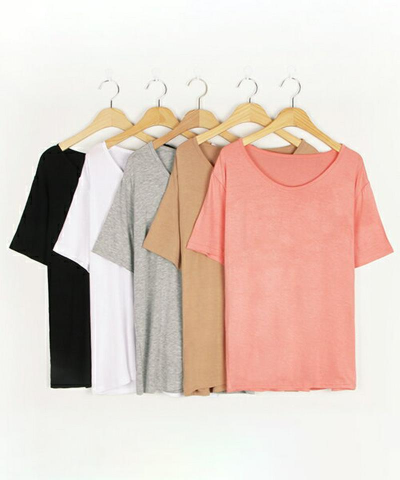 MICHYEORA(ミチョラ)Uネックtシャツ 【メール便】韓国 韓国ファッション tシャツ トップス Uネック 半袖 シンプル プチプラ ベーシック【即納】 ★