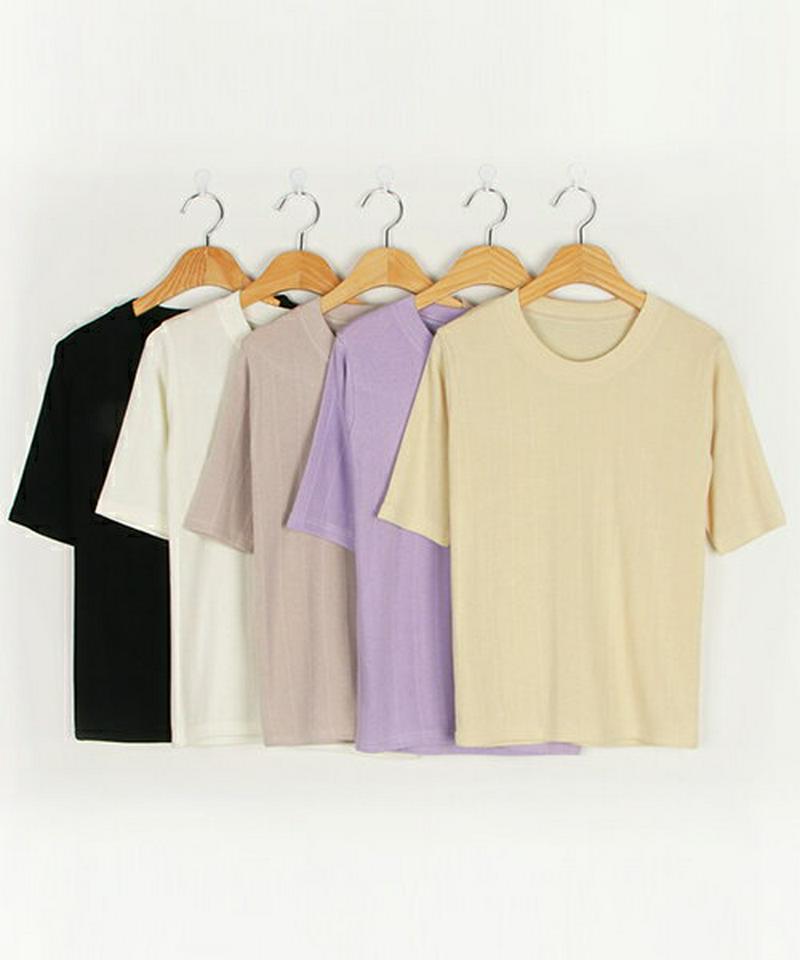 MICHYEORA(ミチョラ)首つまりTシャツ 【メール便】韓国 韓国ファッション Tシャツ トップス 半そで 首つまり パステル レイヤード 【即納】 ★
