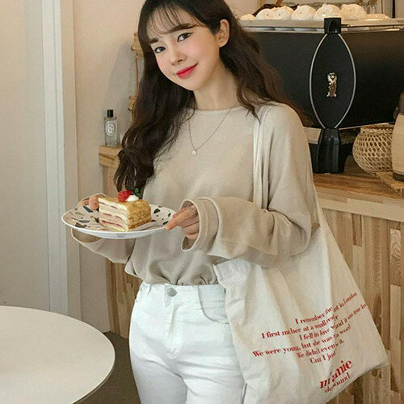 MICHYEORA(ミチョラ)ソフトデイリーTシャツ 【メール便】韓国 韓国ファッション　トップス　長袖　カットソー　カラバリ　Tシャツ　ベーシック　カジュアル【即納】