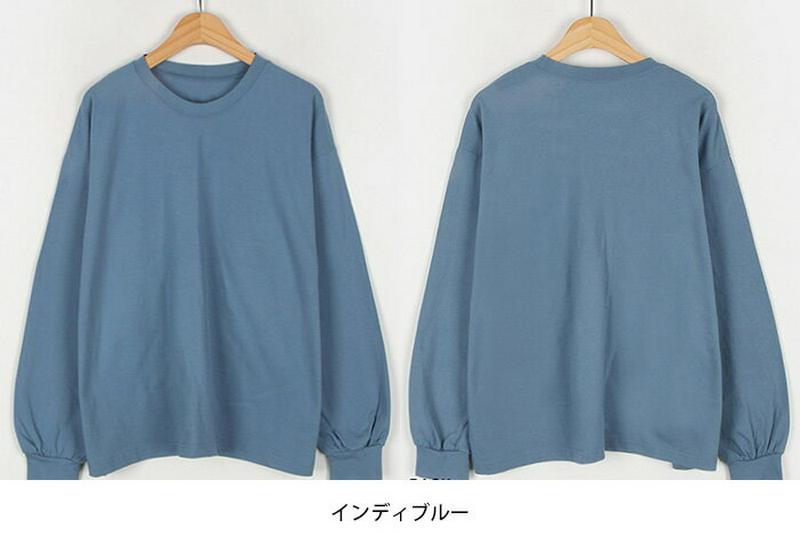 MICHYEORA(ミチョラ)ゆる袖カットソー【メール便】韓国 韓国ファッション　カットソー　トップス　長袖　Tシャツ　カラバリ　カラー　無地　ベーシック　カジュアル　バルーン袖【3】