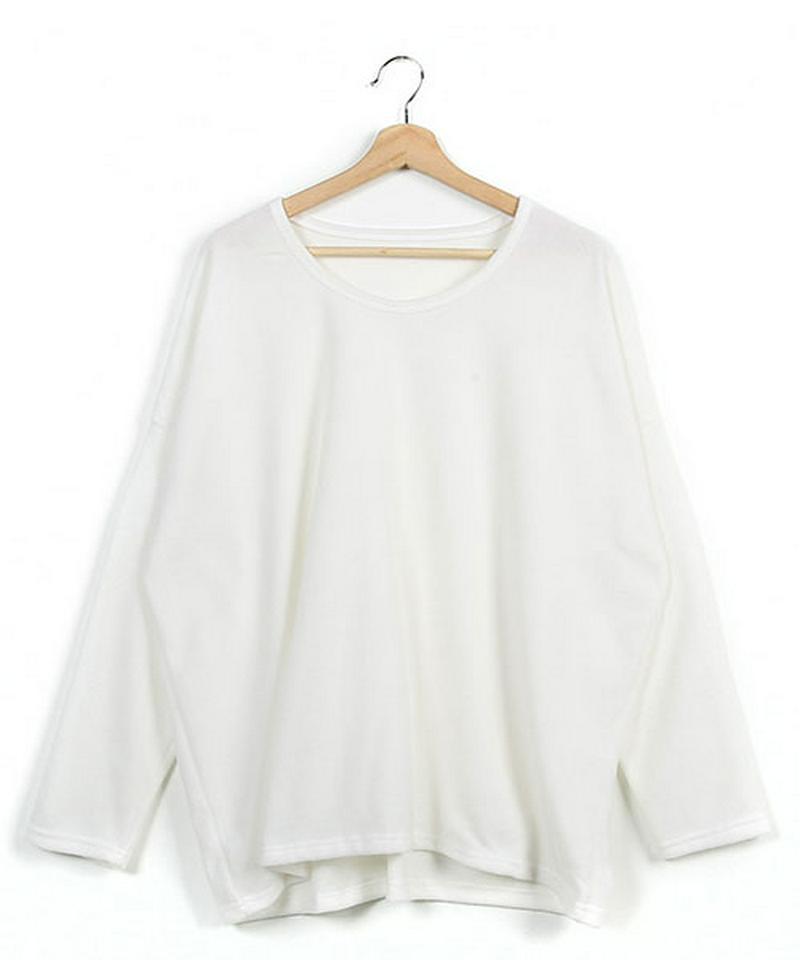MERONGSHOP(メロンショップ)オーバーフィット起毛Tシャツ【11/12up_wo】【メール便】韓国 韓国ファッション　トップス tシャツ 長袖 カットソー 起毛 オーバーフィット ゆったり レディース ファッション【5】