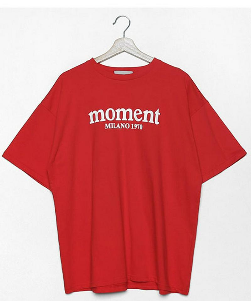 MERONGSHOP(メロンショップ)moment Tシャツ【6/17up_wo】【メール便】韓国 韓国ファッション　トップス tシャツ オーバーサイズ ロゴT シンプル 大きいサイズ　レディース ファッション【即納】