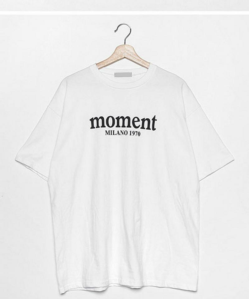 MERONGSHOP(メロンショップ)moment Tシャツ【6/17up_wo】【メール便】韓国 韓国ファッション　トップス tシャツ オーバーサイズ ロゴT シンプル 大きいサイズ　レディース ファッション【即納】