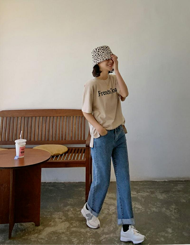 MAYBLUE(メイブルー)レタリングスリットハーフ袖Tシャツ【11/8up_PSH】Tシャツ　トップス　半袖　レタリング　メッセージ　クルーネック　サイドスリット【5】