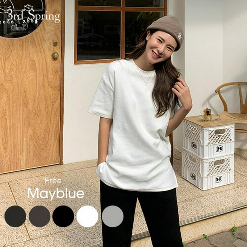 MAYBLUE(メイブルー)ピーチ起毛ハーフスリーブTシャツ【10/23up_go】Tシャツ　トップス　ピーチ起毛　半袖　ベーシック　シンプル【5】