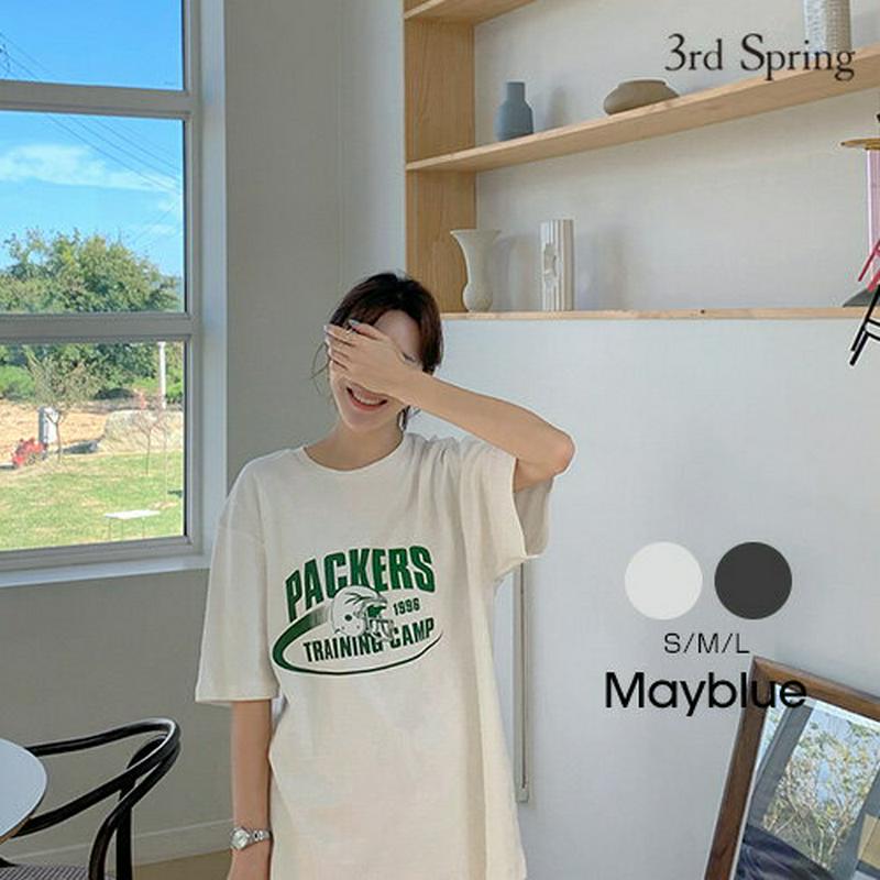 MAYBLUE(メイブルー)ピーチ起毛フロントプリントTシャツ【10/26up_PSH】Tシャツ　ロゴTシャツ　トップス　半そで　英字ロゴ　ビッグサイズ　ユニセックス【10/26up_PSH】【5】