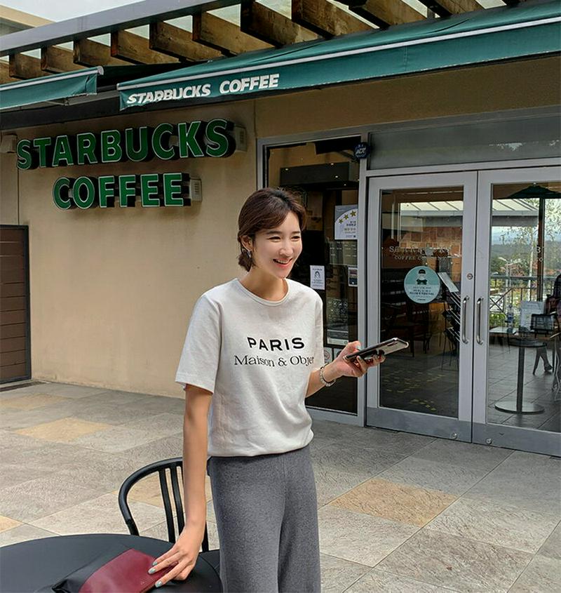 MAYBLUE(メイブルー)レタード入りハーフ袖Tシャツ Tシャツ　半袖　メッセージ　英字ロゴ　レタリングT【10/28up_chj】【5】